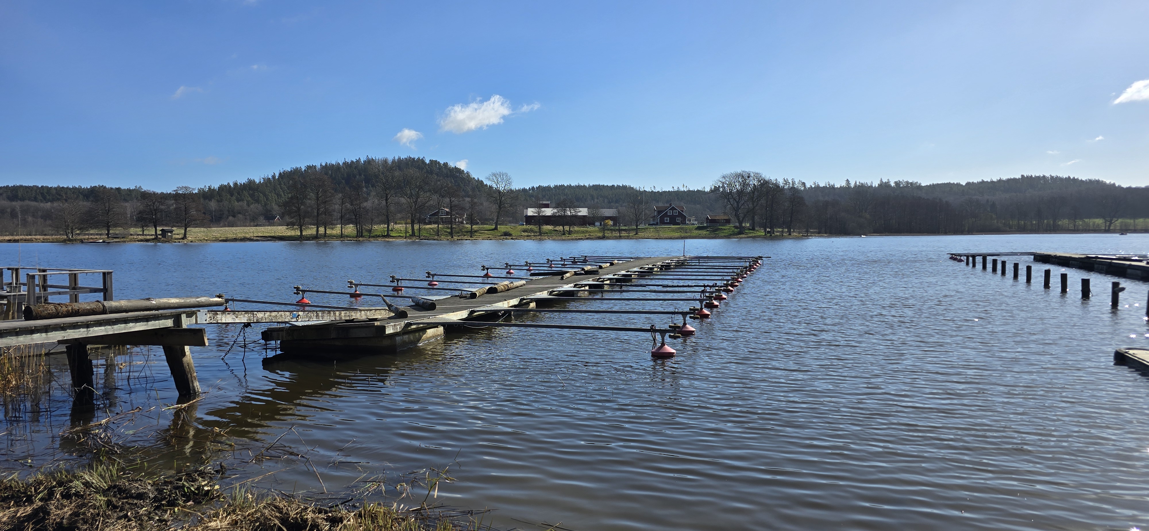 Brygga med pålar på